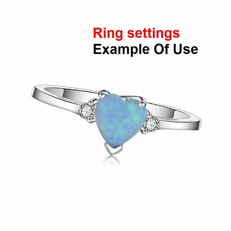 Ring Setting Blank 6mm 1pc 925 Sterling Silver CZ Semi Mount for 1 Heart Shape Faceted Stone 3 Prongs Love Theme Wholesale Available