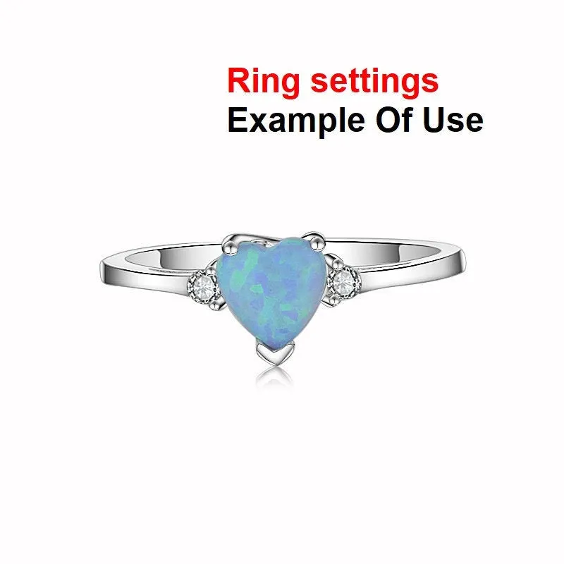 Ring Setting Blank 6mm 1pc 925 Sterling Silver CZ Semi Mount for 1 Heart Shape Faceted Stone 3 Prongs Love Theme Wholesale Available