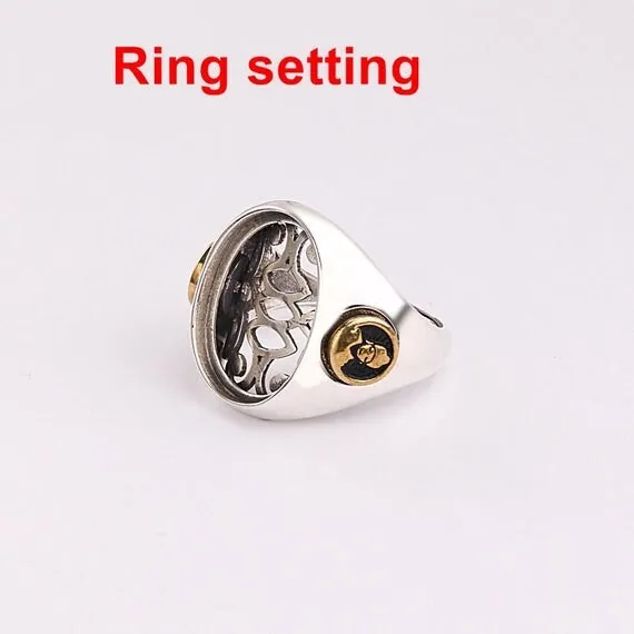 Ring Setting Blank Bezel 15x20mm 1pc 10g 925 Sterling Silver Adjustable for 1 Oval Shape Cabochon Stone Cameo No Prongs Wholesale Available