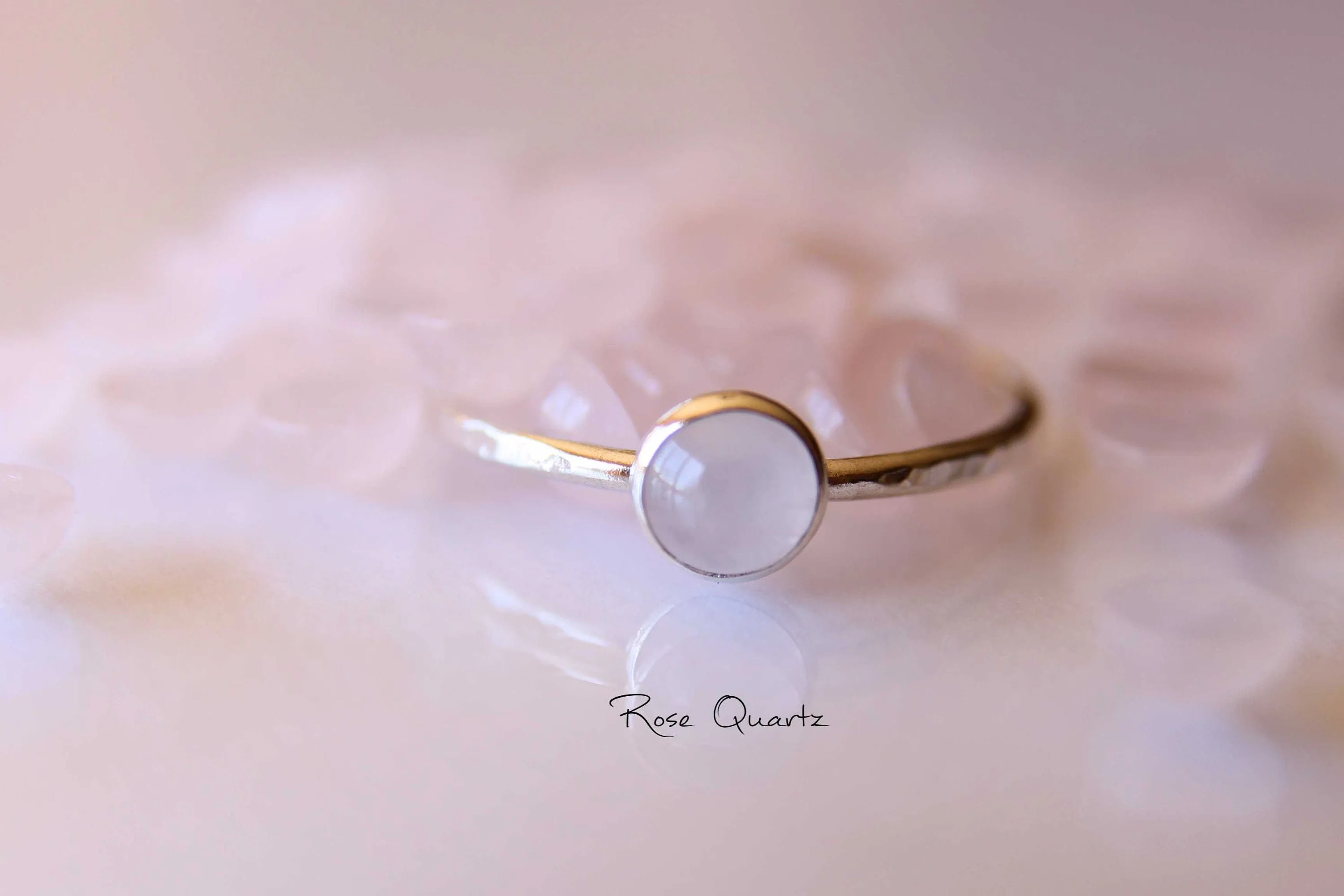 Rose Quartz Ring, Textured Quartz Ring, Gemstone Stacking Ring, Sterling Silver Quartz Ring, Quartz Stacking Ring, Rose Quartz Jewelry, Boho