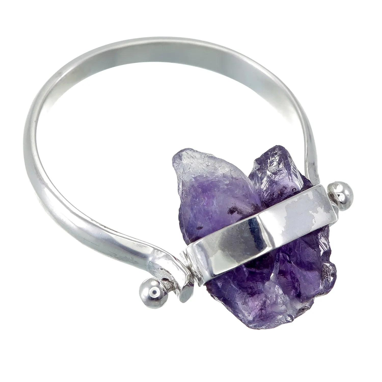 ROUGH AMETHYST SWIVEL RING - SILVER