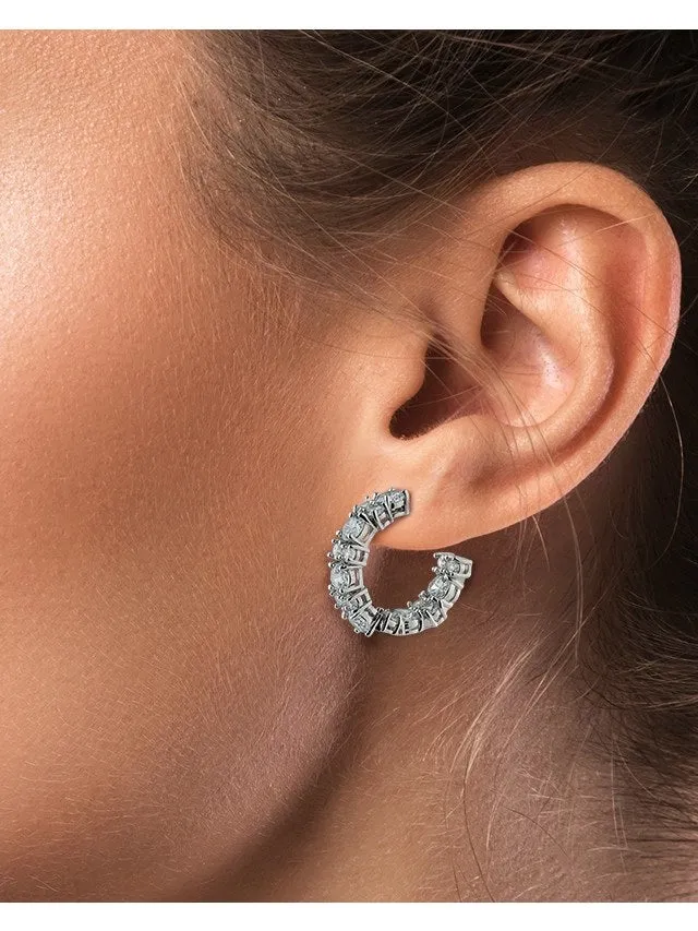 Round CZ Hoop Earrings