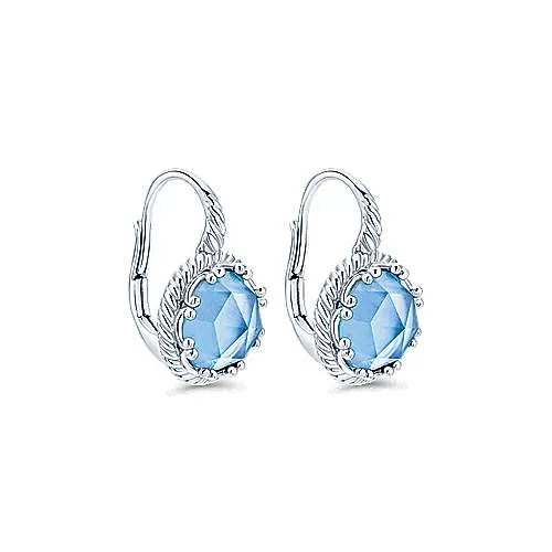 Round Rock Crystal/Blue Jade Drop Earrings