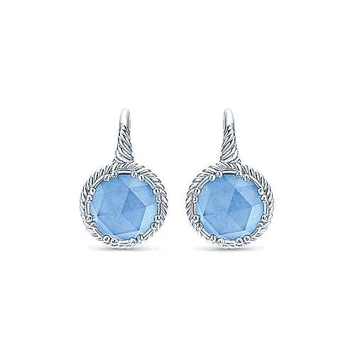 Round Rock Crystal/Blue Jade Drop Earrings