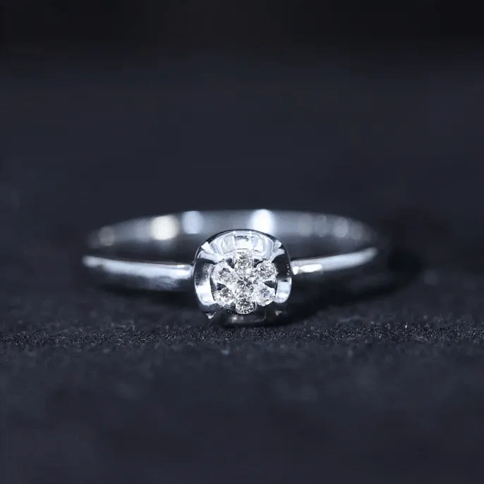 Round Shape Diamond Ring in Illusion Setting