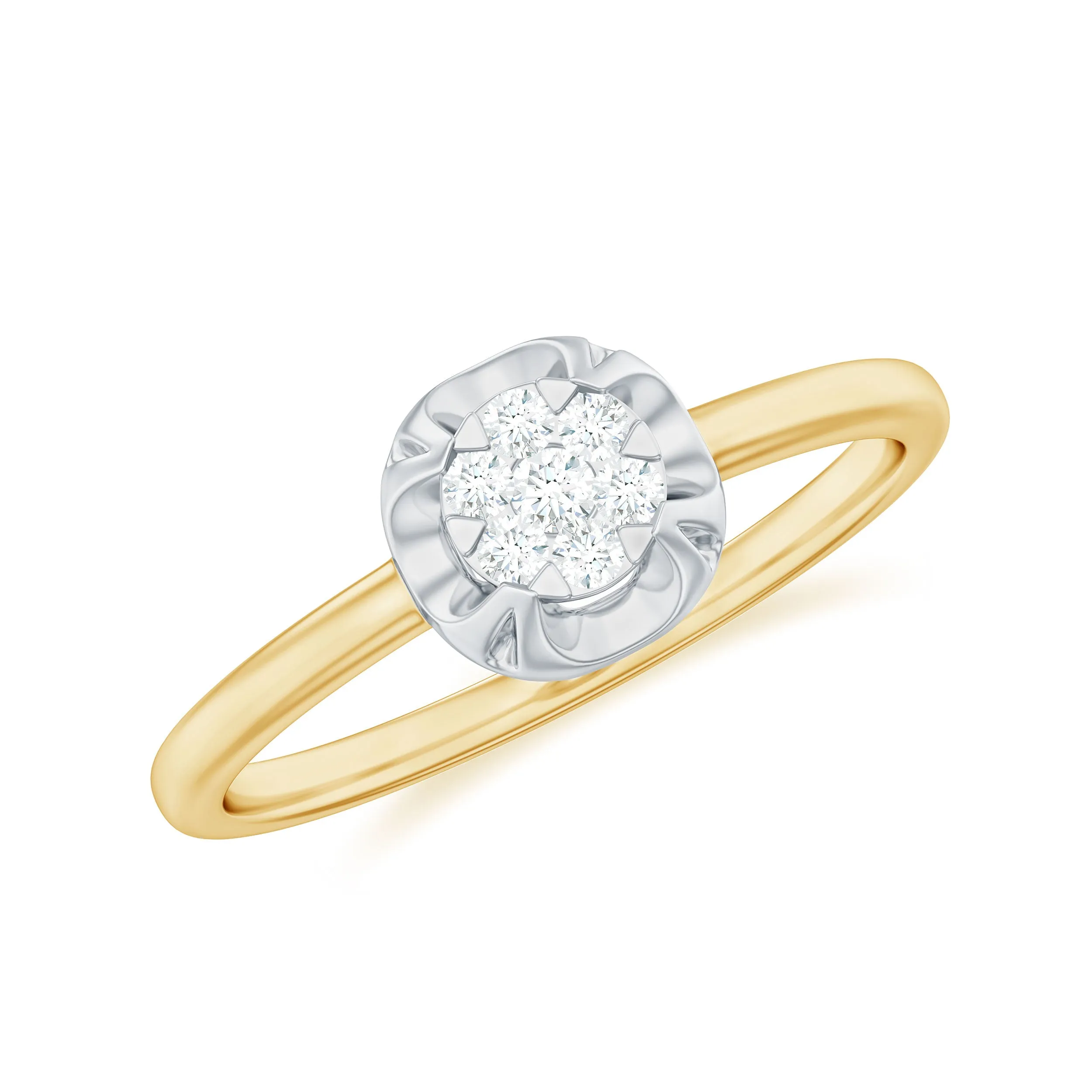 Round Shape Diamond Ring in Illusion Setting