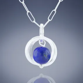 Royal Blue Lapis Lazuli Natural Gemstone Simple Pendant Necklace in Sterling Silver