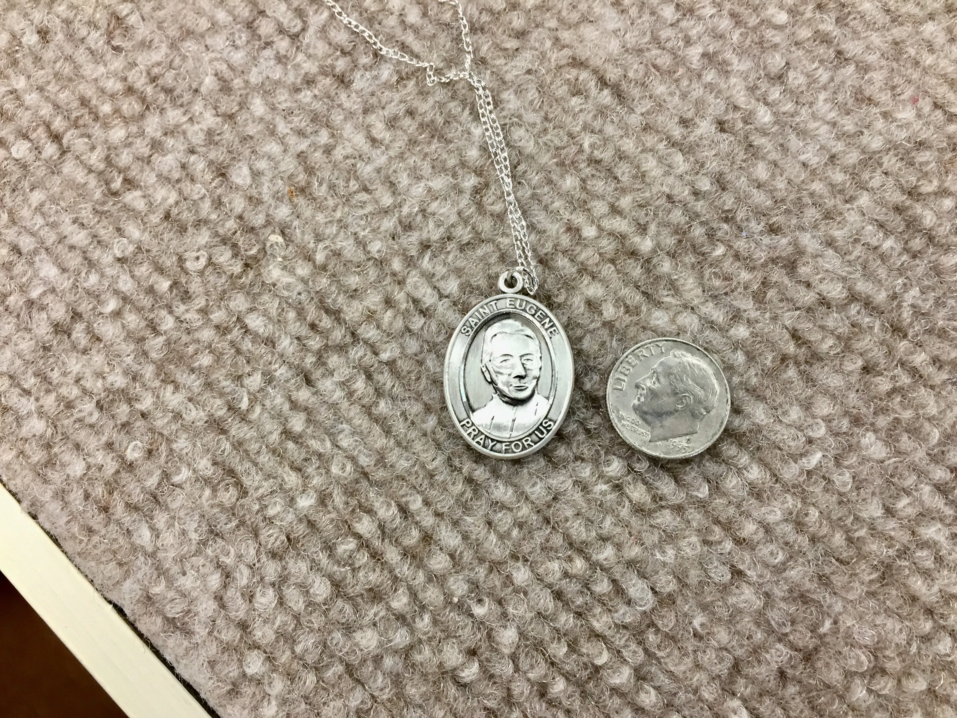 Saint Eugene de Mazenod Silver Pendant With Chain Religious