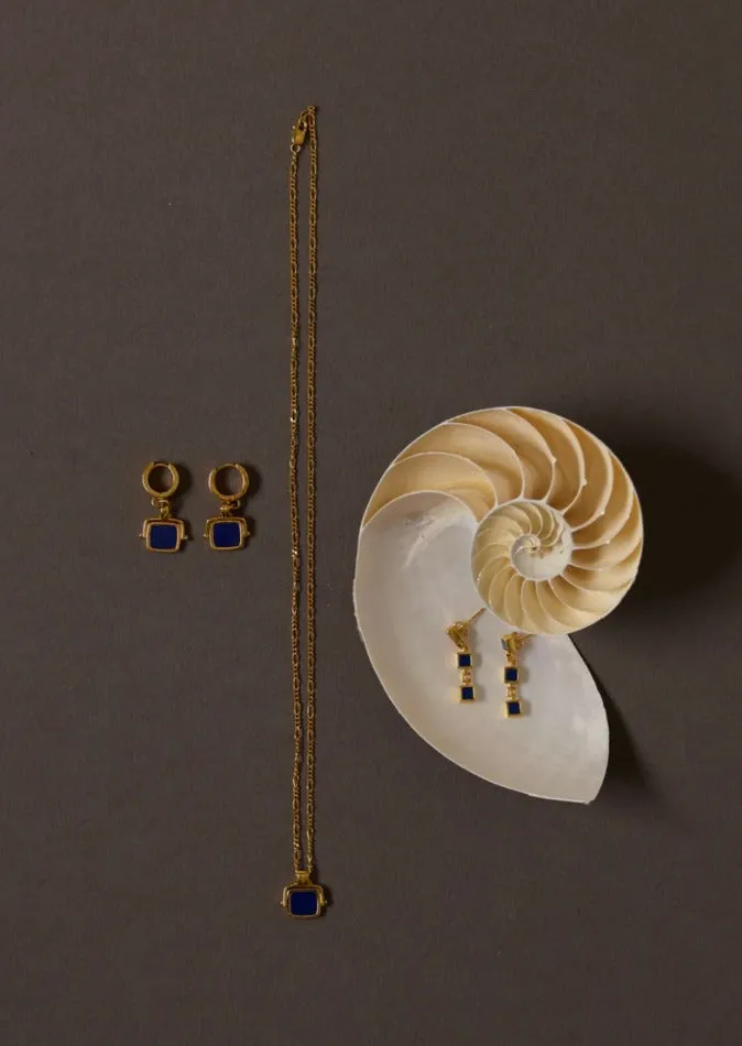 Santiago Drop Earrings Gold-Lapis