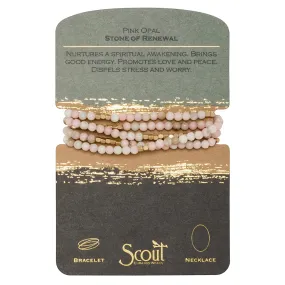 Scout Curated Wears - Stone Wrap Bracelet/Necklace - Pink Opal/Gold - Stone Of Renewal