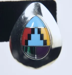 Sensa Eustace - Sterling Silver Inlaid Zuni Earrings