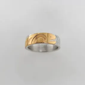 Silver 1/4" Band with Gold Salmon