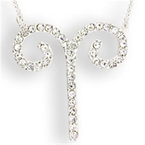 Silver Brass Chain Pendant with Top Grade Crystal in Clear for Women Style SNK08