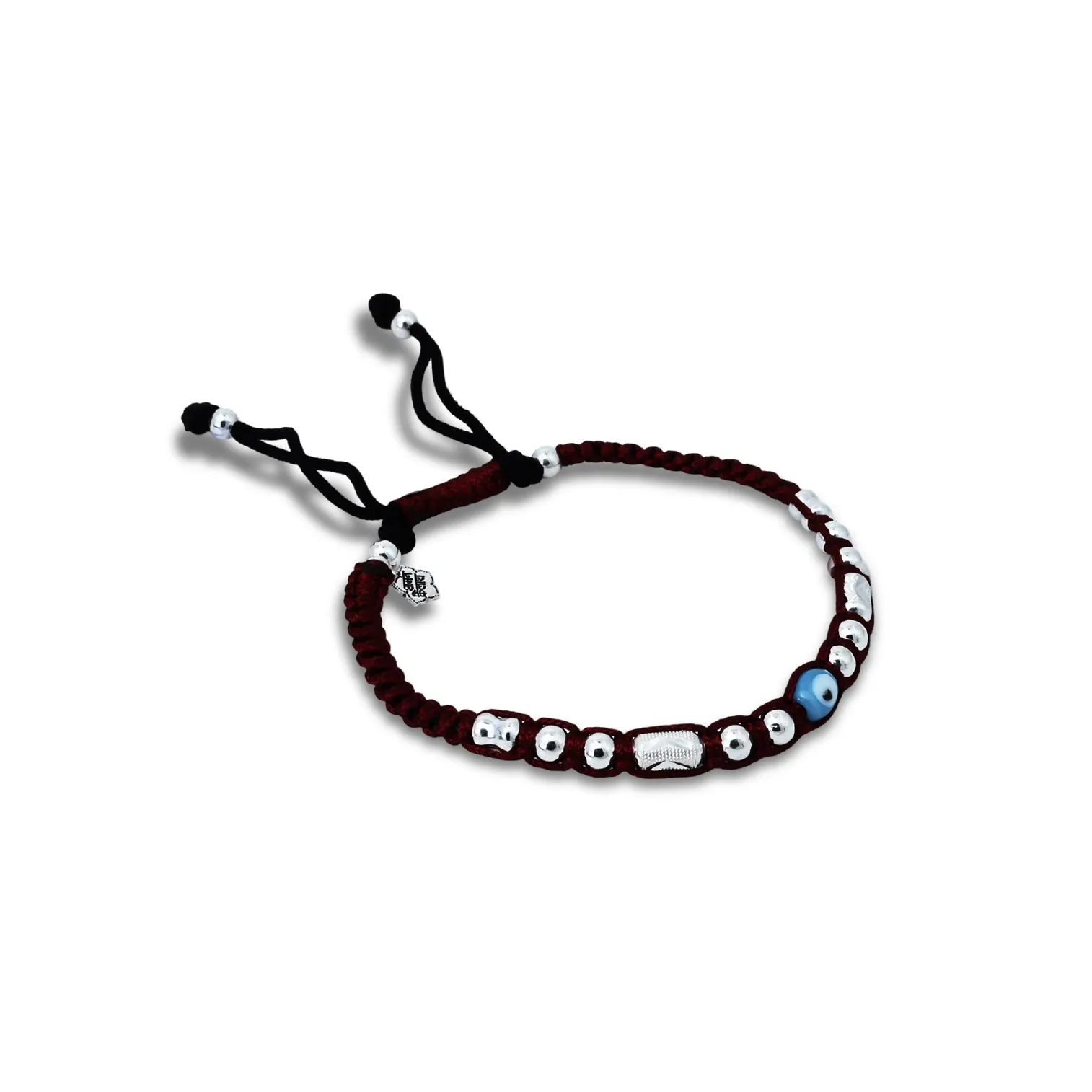 Silver Center Light Blue Evil Eye with silver Beads Dhaga Payal for Girls