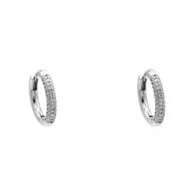 Silver Cubic Zirconia Pave Hoop Earrings