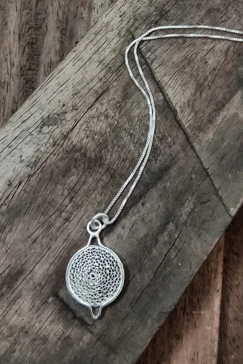 Silver Linings "Moon" Silver Filigree Handmade Pendant and Chain