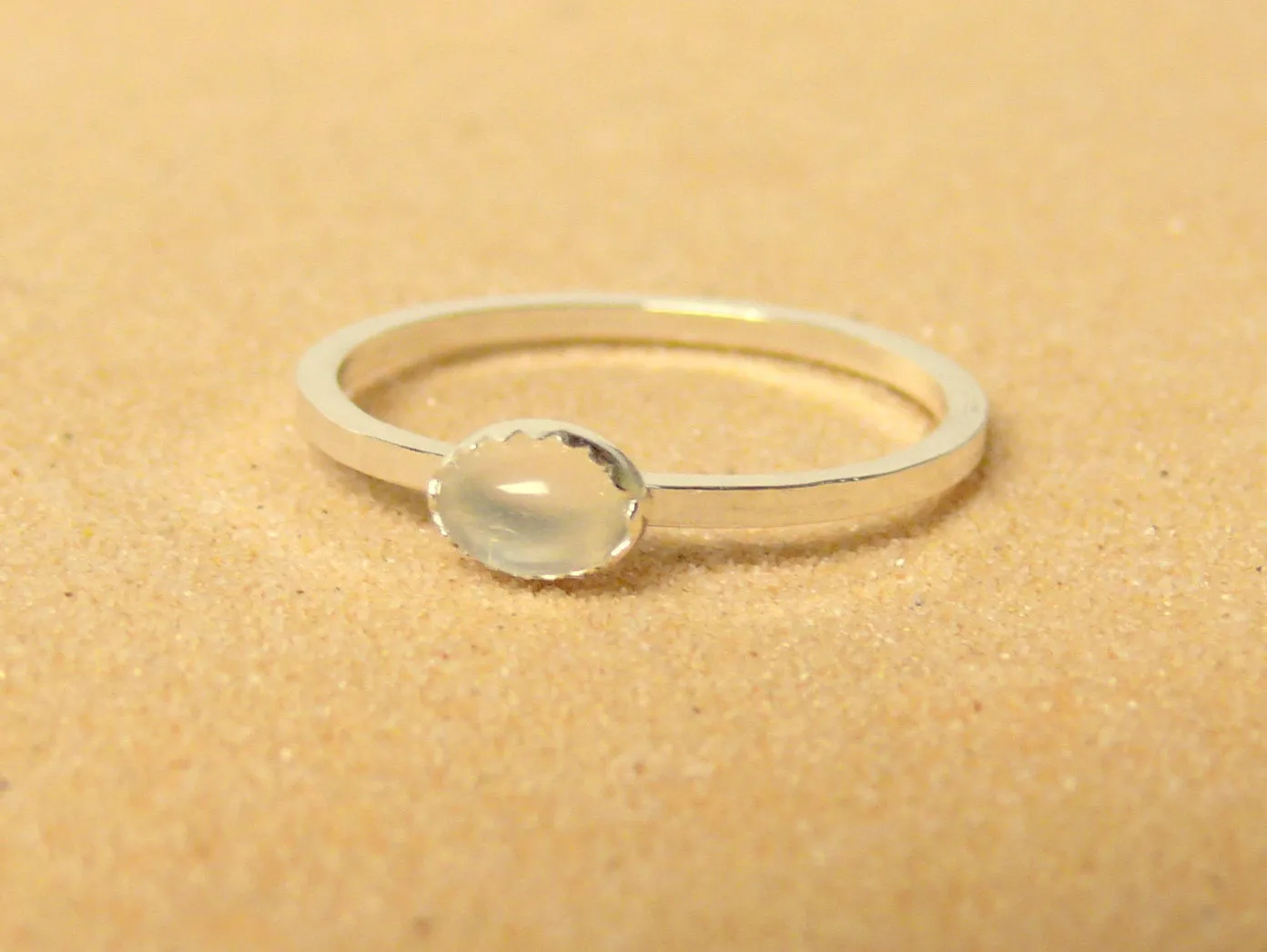 Silver moonstone ring stackable