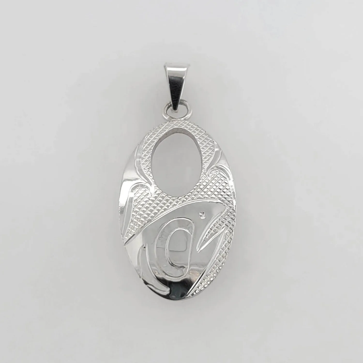 Silver Oval Salmon Pendant