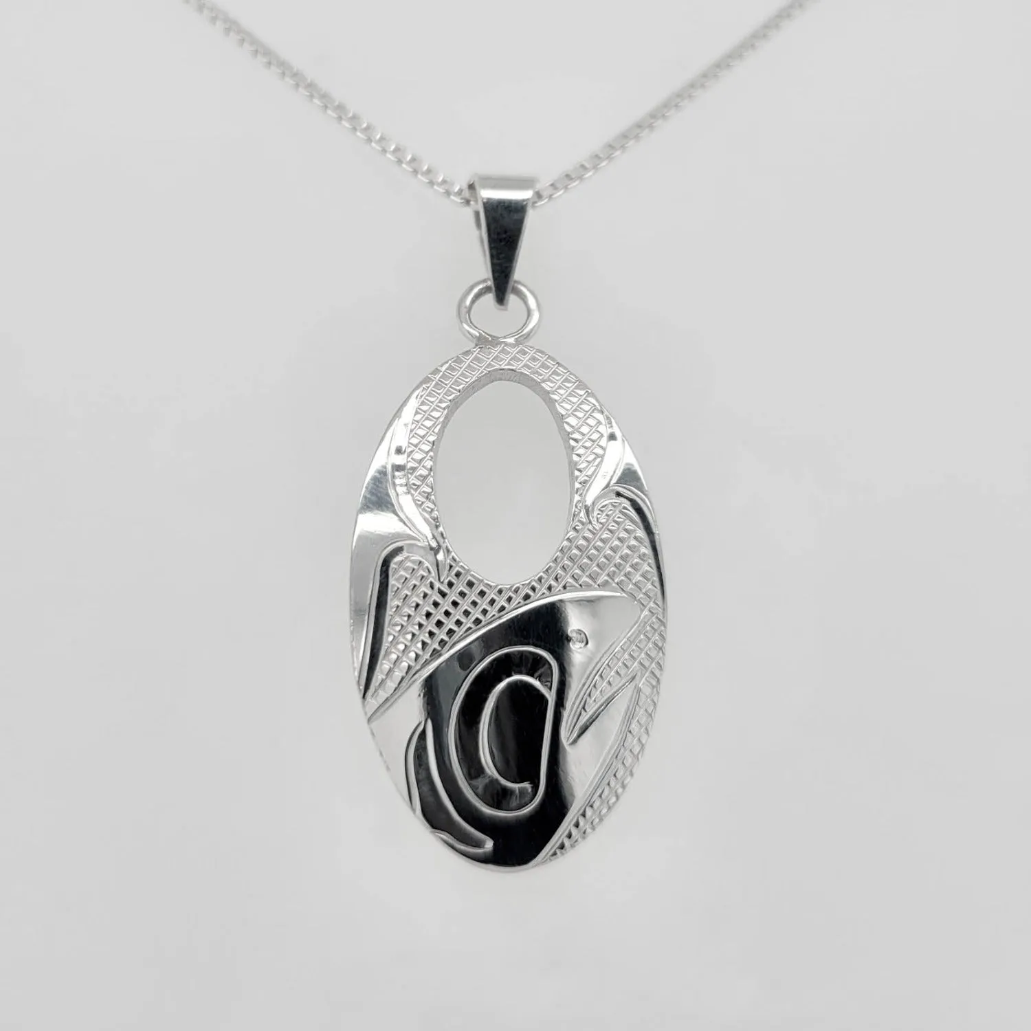 Silver Oval Salmon Pendant