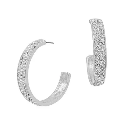 Silver Rhinestone Hoop Earrings