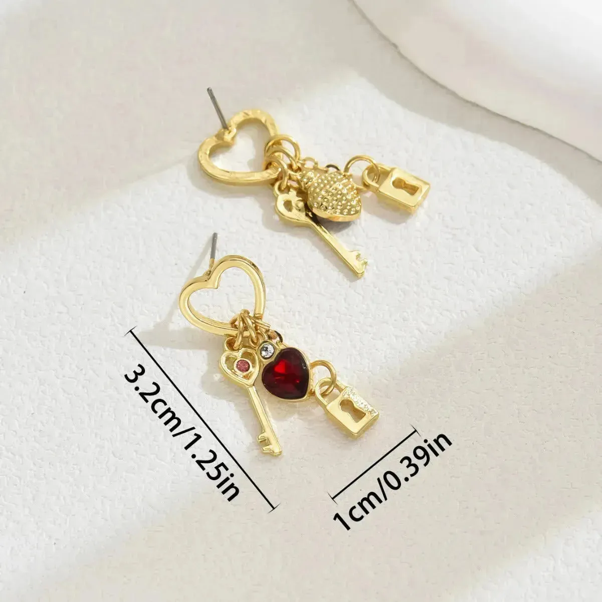 Simple Love Female Diamond Lock-shaped Special-interest Earrings