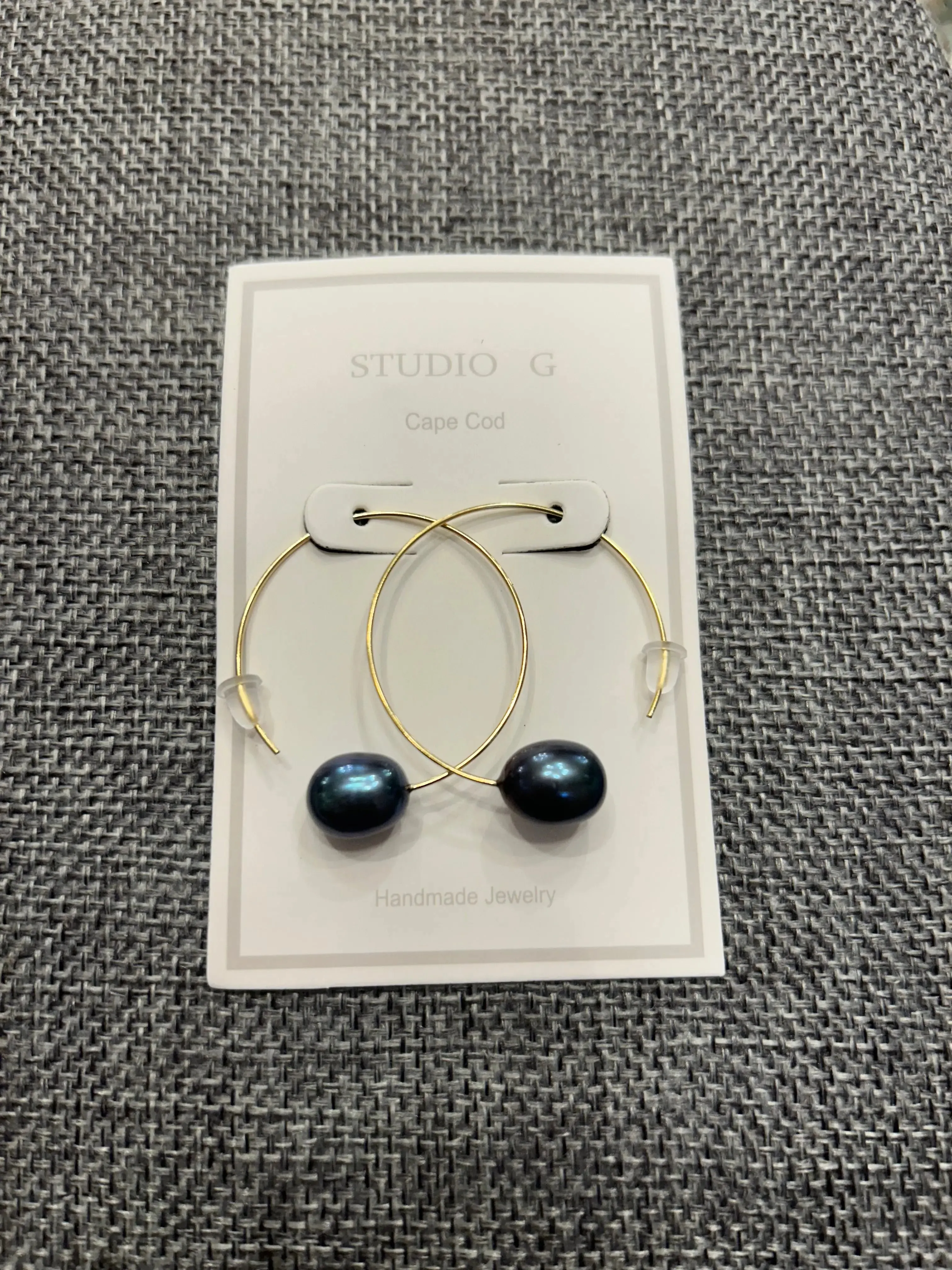 Single Pearl C Hoop Earring