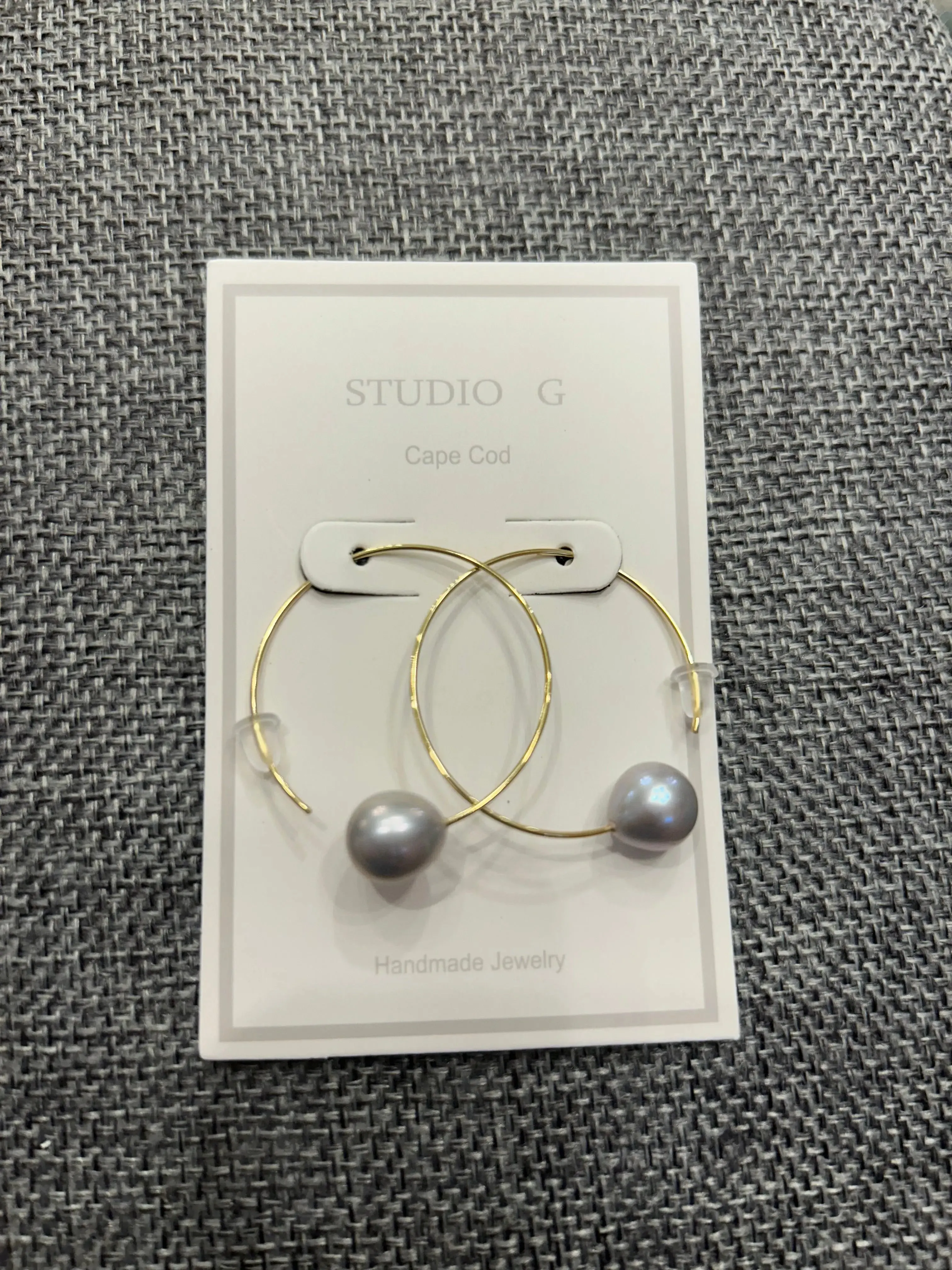 Single Pearl C Hoop Earring