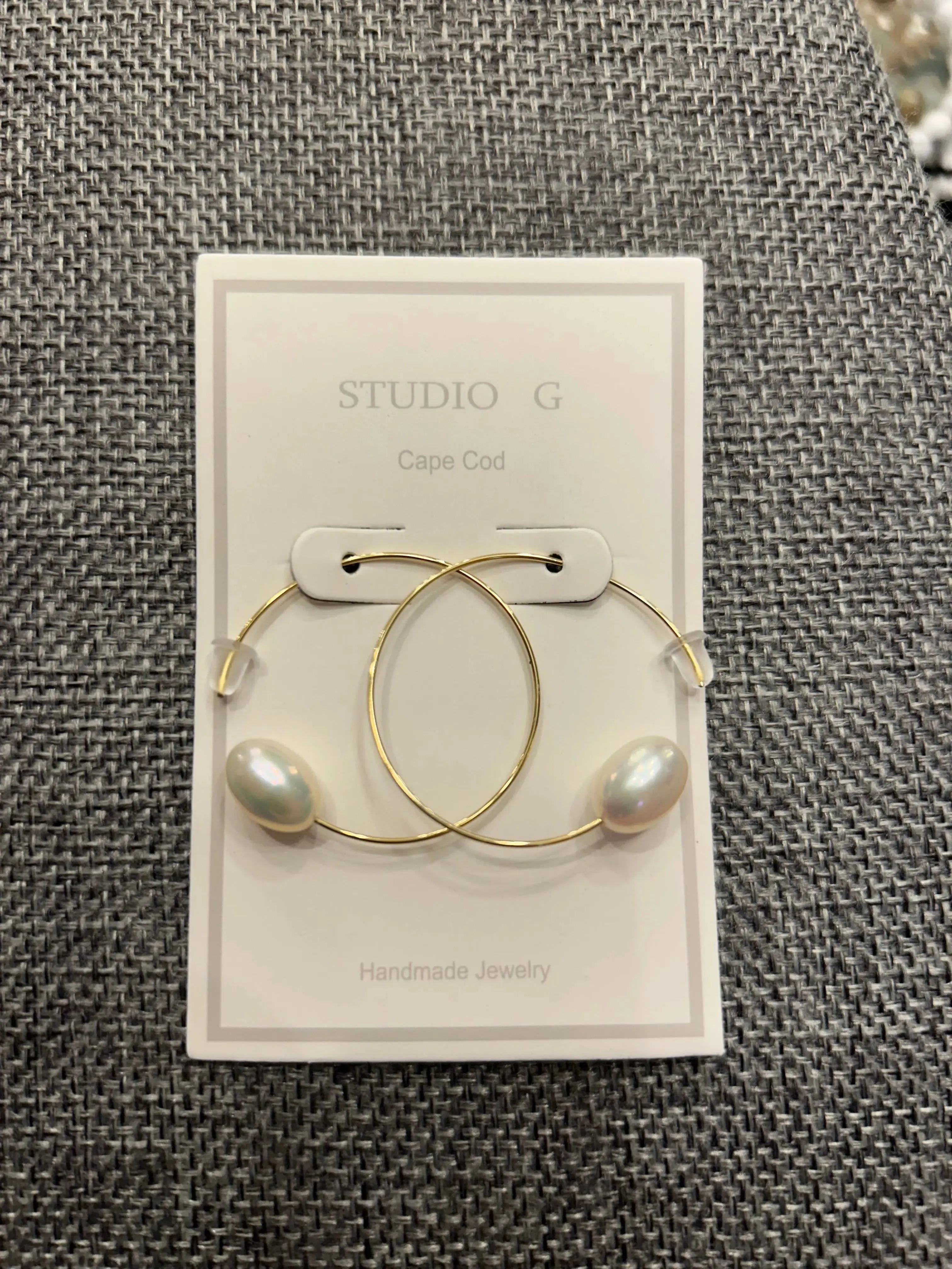 Single Pearl C Hoop Earring