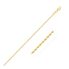 Size: 10'' - 2.0mm 10k Yellow Gold Diamond Cut Rope Anklet