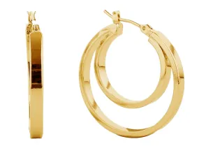 SJE310403 14K Dipped Double Hoop Pin Catch Earrings