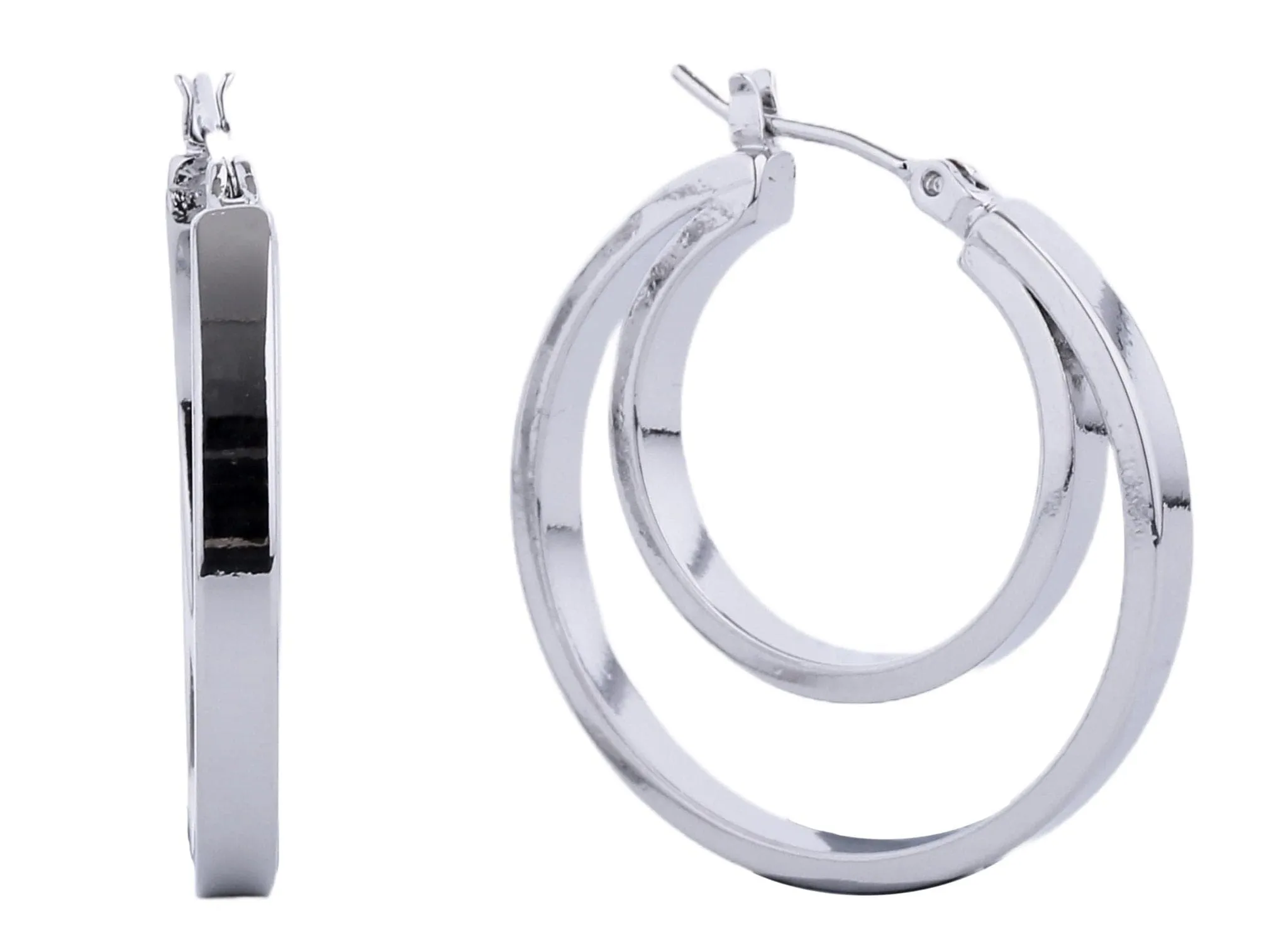 SJE310403 14K Dipped Double Hoop Pin Catch Earrings