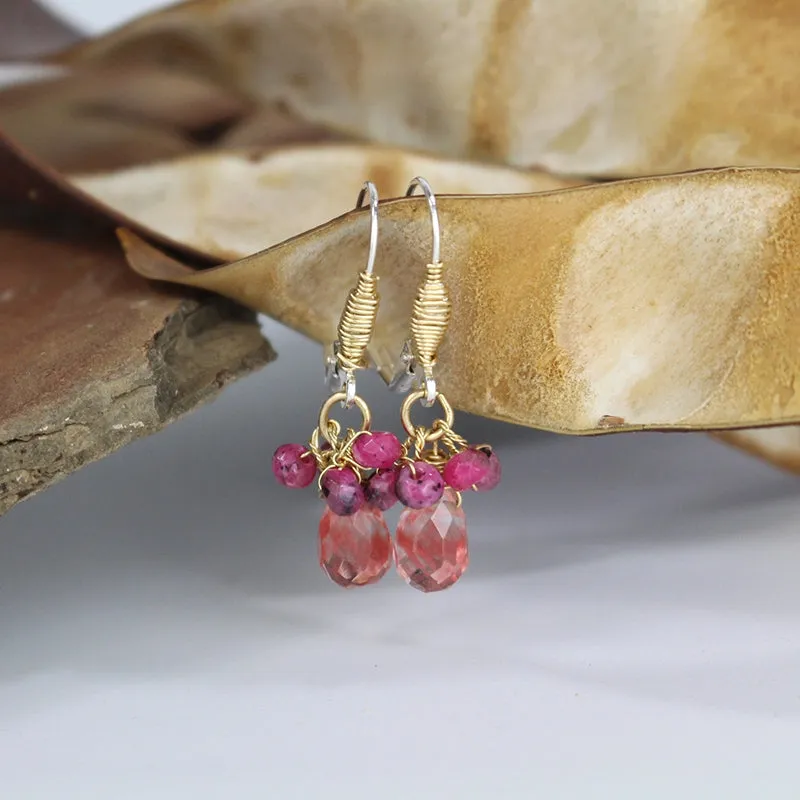 Small Cherry Quartz Drop Earrings