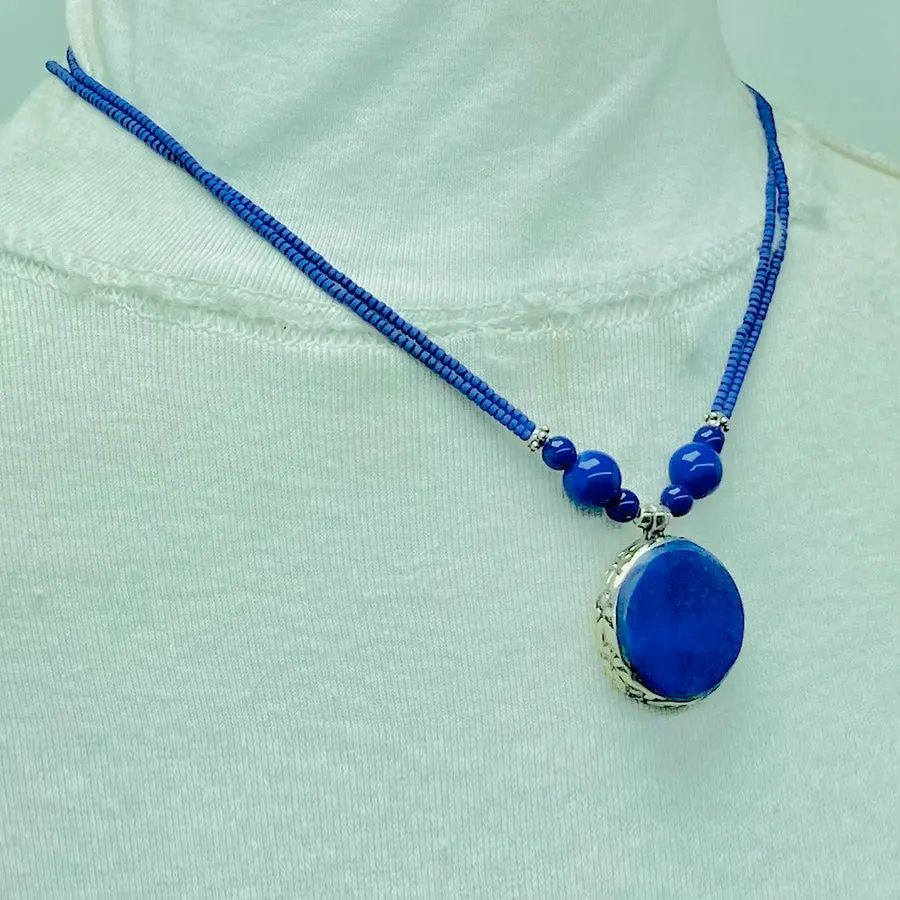 Small Lapis Lazuli Gemstone Pendant Necklace