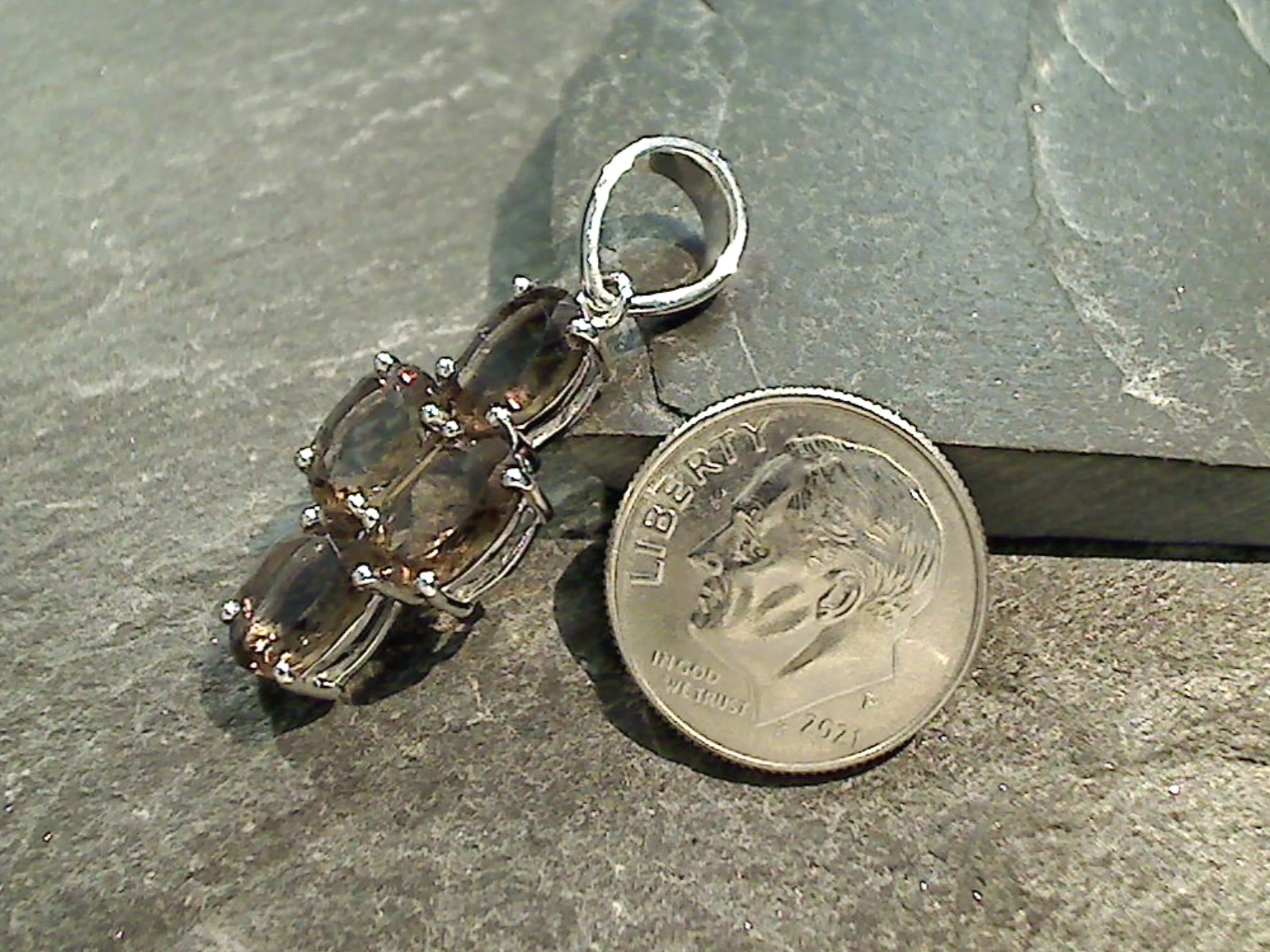 Smokey Quartz, Sterling Silver Small Pendant