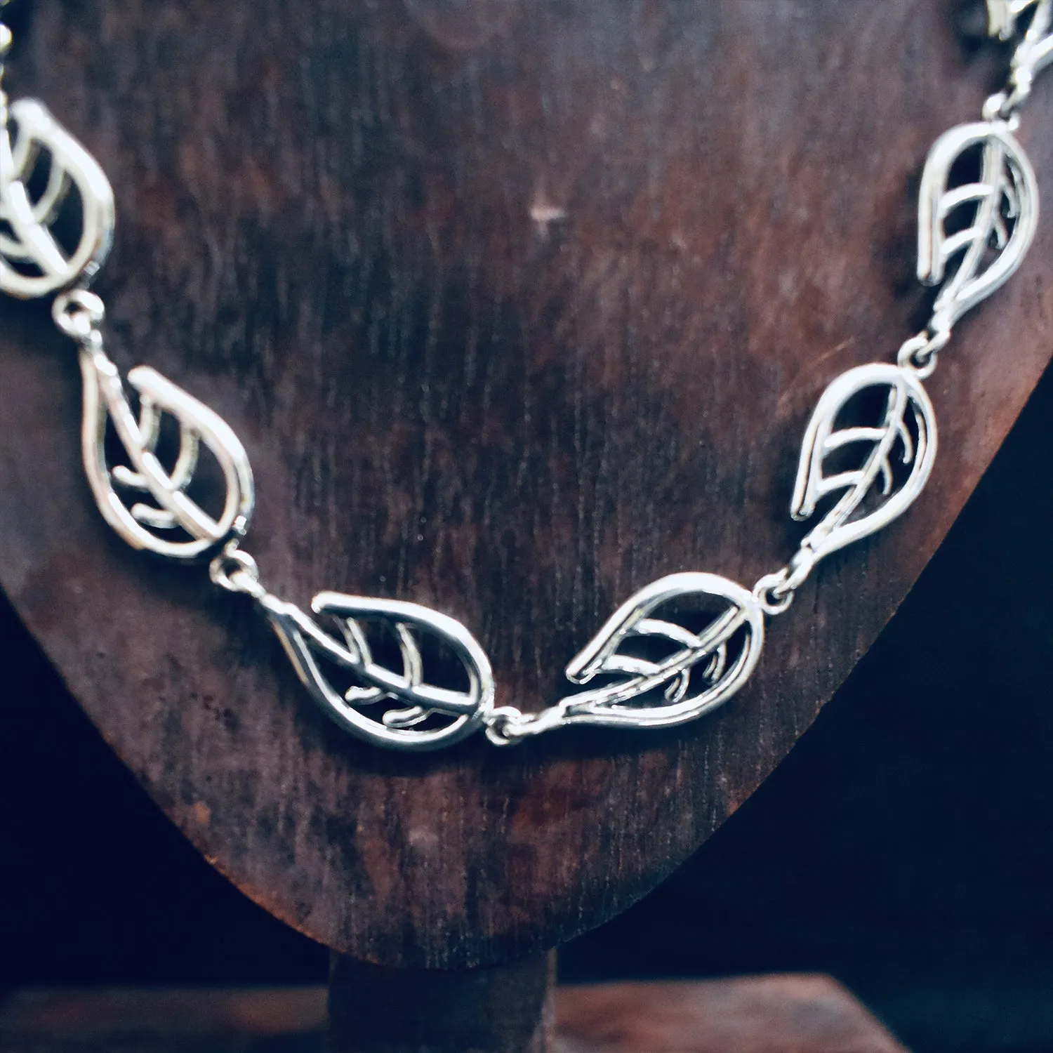 Solid Chunky Leaf Necklace (925) Sterling Silver