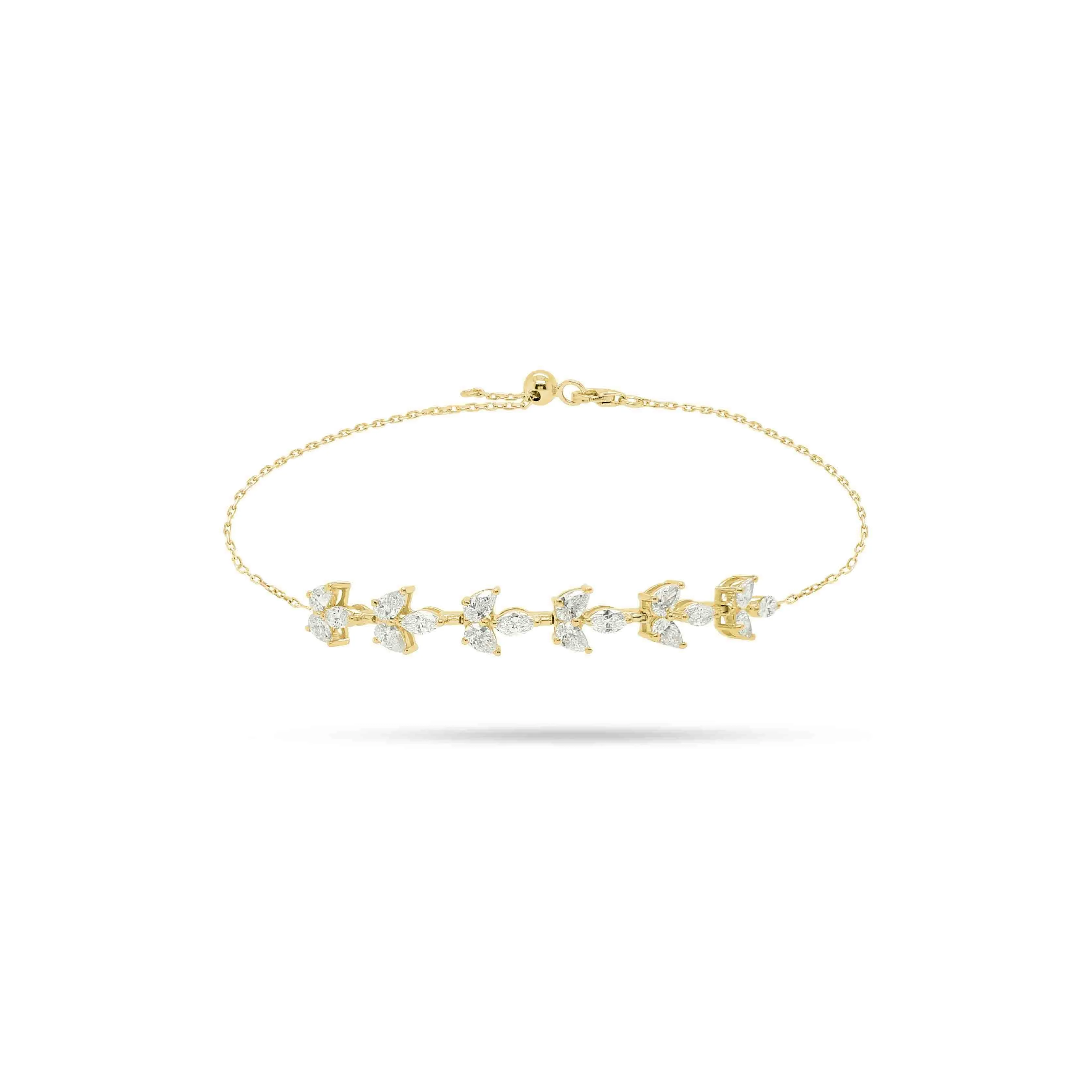 Solitaire Pear and Marquise Diamond Trio Bracelet