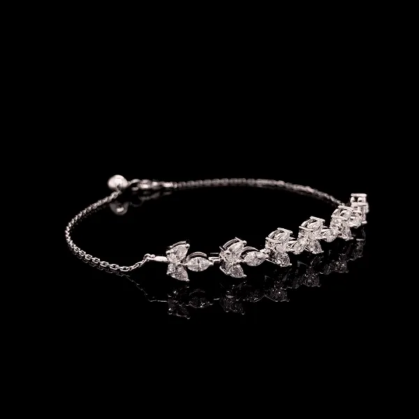 Solitaire Pear and Marquise Diamond Trio Bracelet