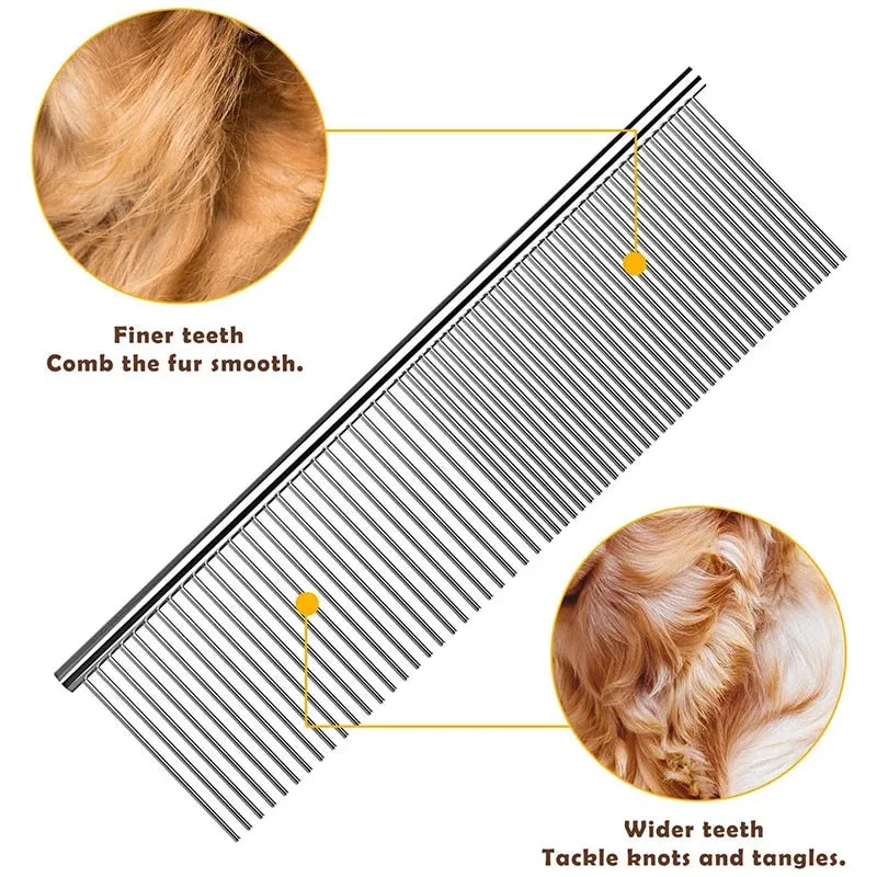 Stainless Steel Pet Grooming Comb  Effortlessly Remove Knotted Pet Hair