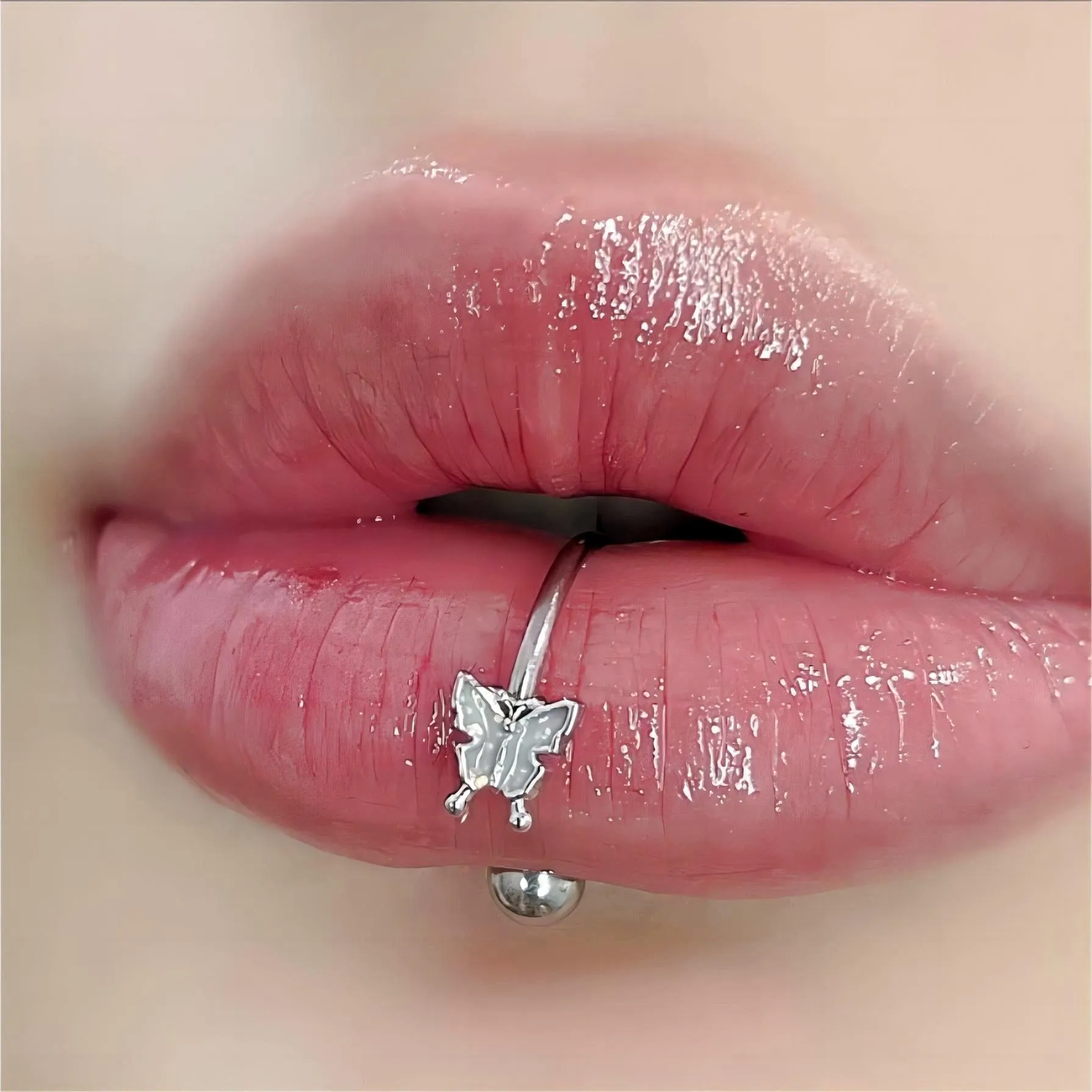 Steel Colorful Butterfly Piercing Lip Ring