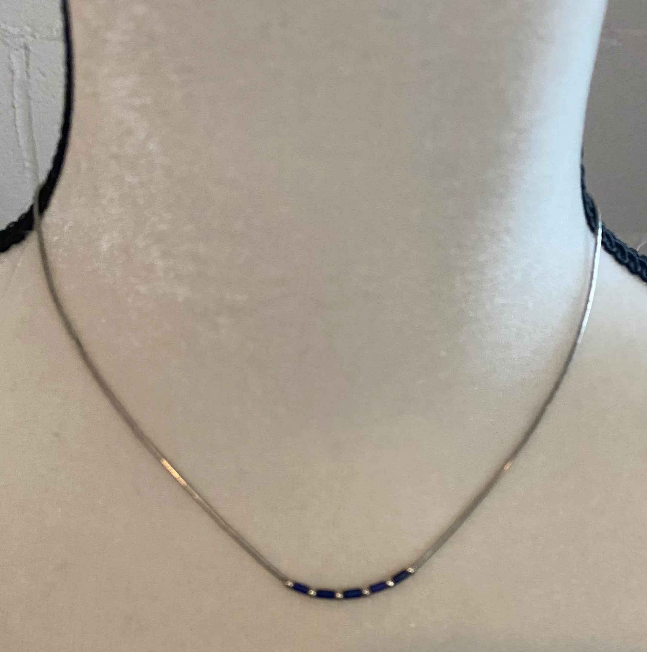 Sterling Silver 925 Blue Lapis Lazuli Bead Necklace