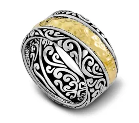 Sterling Silver & 18KY Hammered "Bratan Ring"