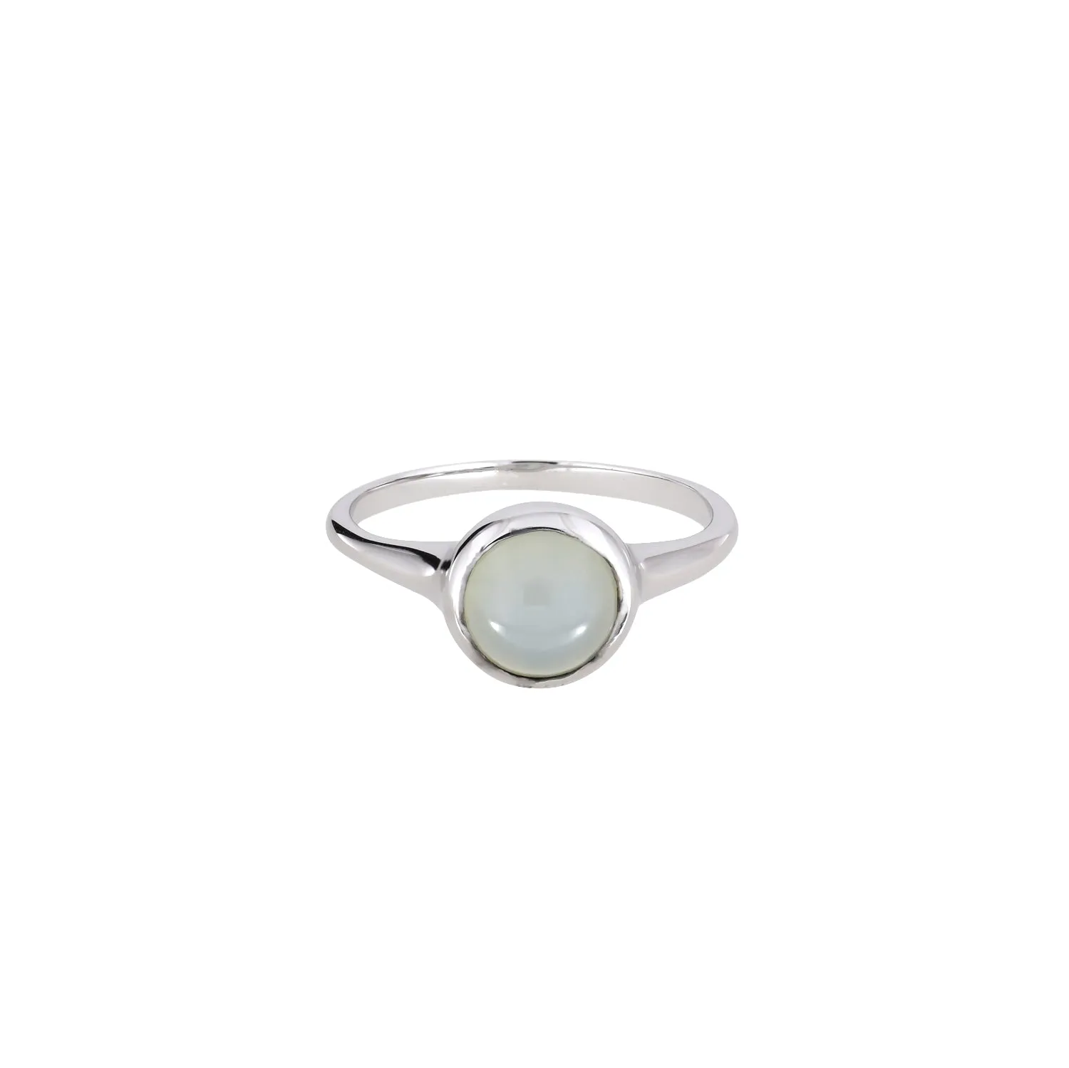 Sterling Silver Aqua Chalcedony Round Ring