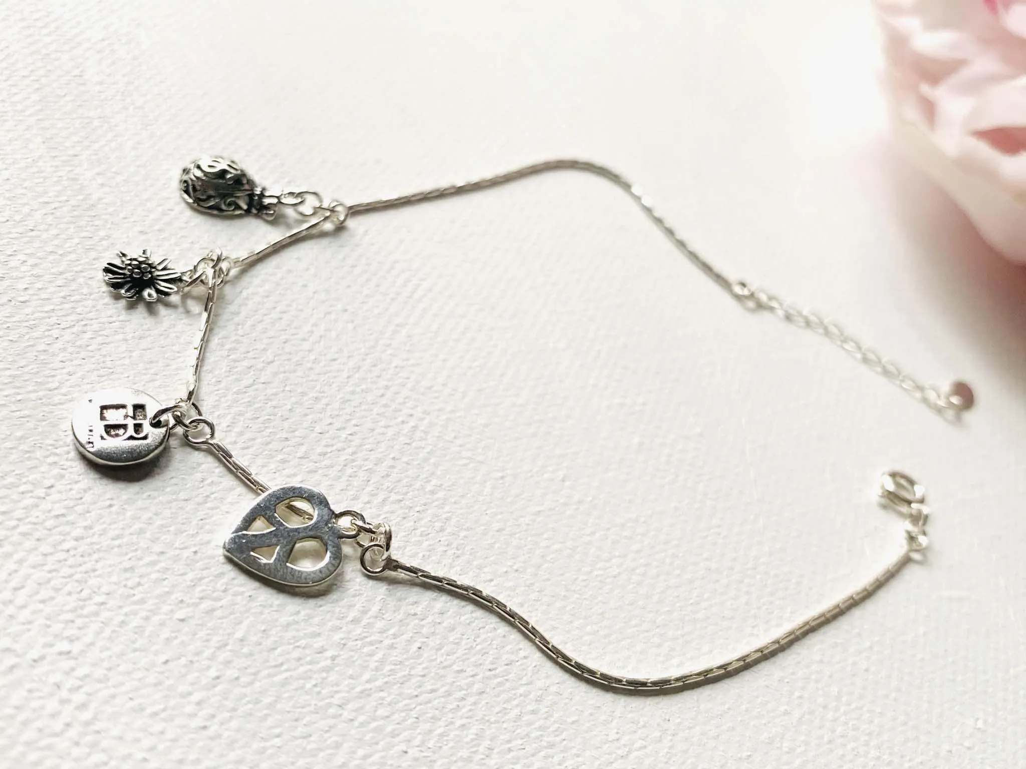 Sterling Silver Chain Anklet with Disk Charm, Silver Anklet, Summer Jeweler