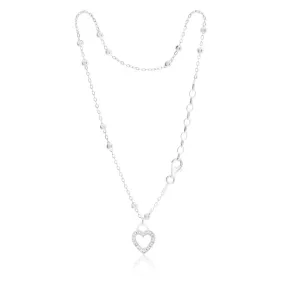 Sterling Silver Cubic Zirconia Heart 26cm Anklet