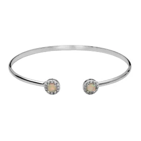 Sterling Silver Ethiopian Opal & White Topaz Halo Cuff Bracelet by Samuel B.