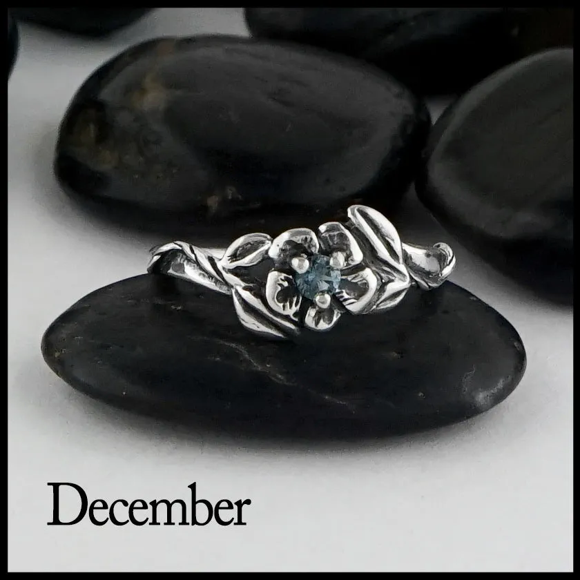 Sterling Silver Flower Birthstone Ring