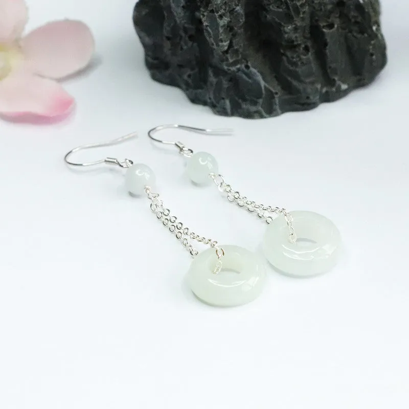 Sterling Silver Fortune's Favor Dangling Jade Earrings