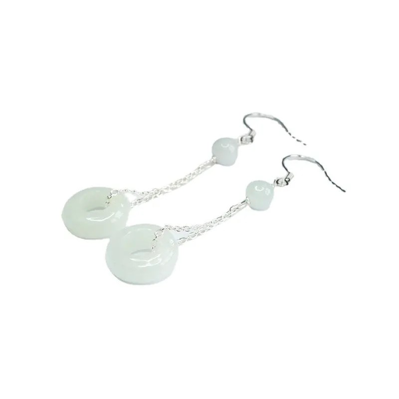 Sterling Silver Fortune's Favor Dangling Jade Earrings