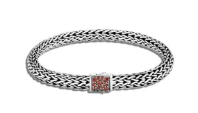 Sterling Silver Garnet and Black Sapphire Classic Chain Bracelet