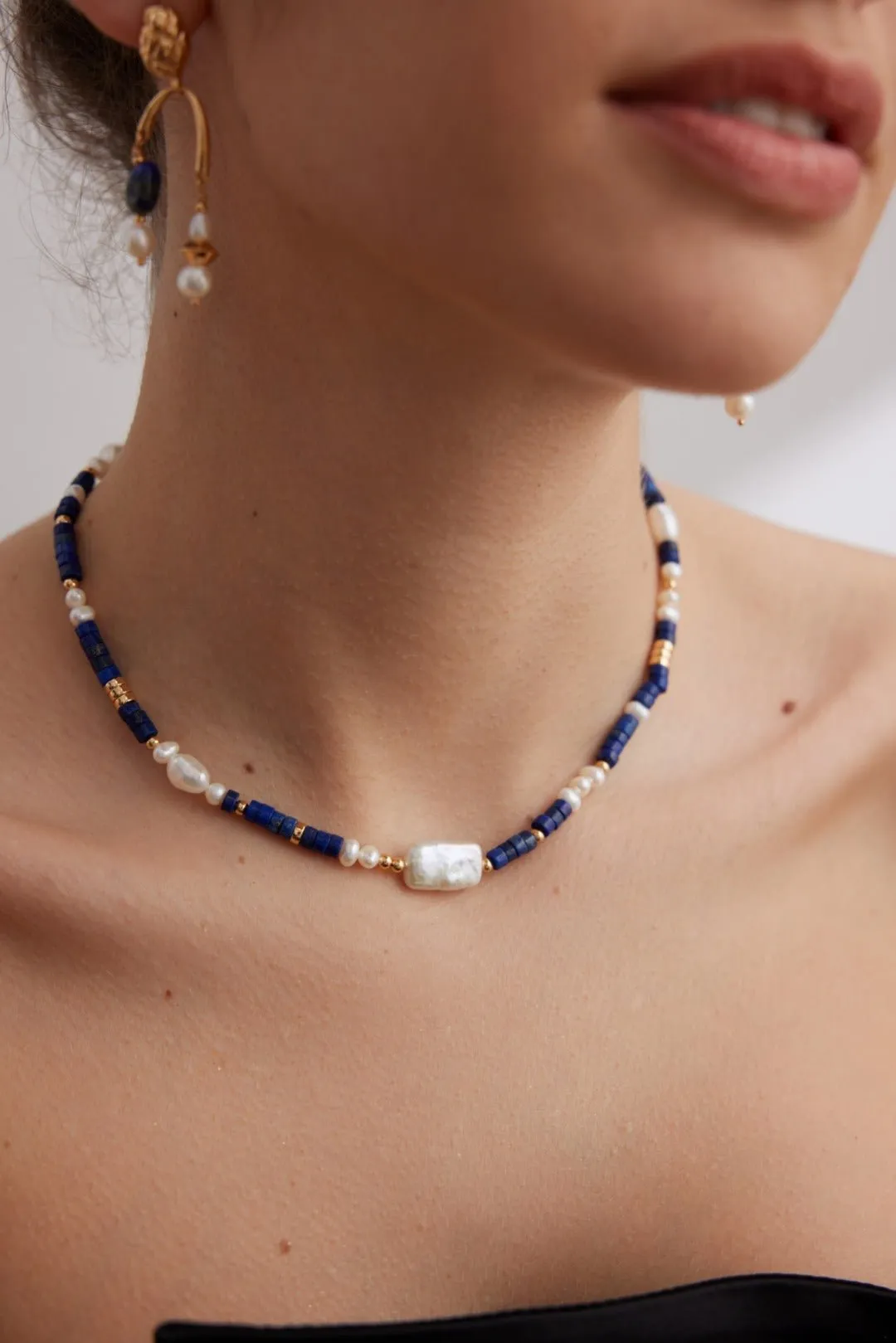 Sterling Silver Lapis Lazuli Pearl Necklaces